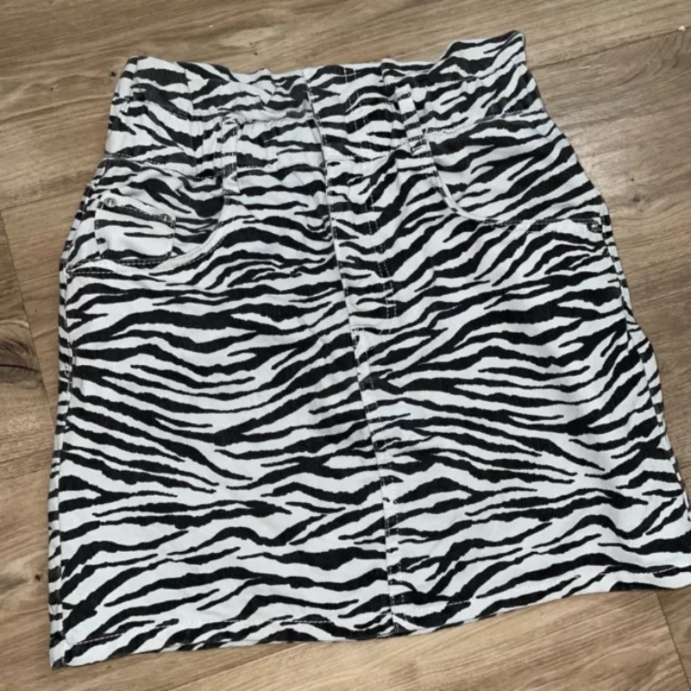 ZARA zebra print denim skirt